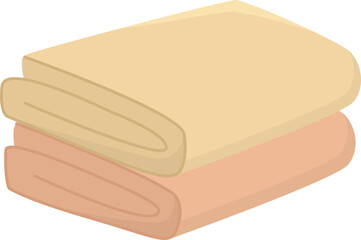 Folded and organized stack of bath towels. Illustration of cotton fabric isolated on white background