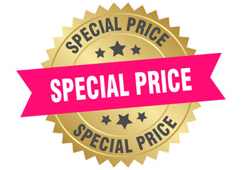 special price. special price round pink and gold label isolated on transparent background