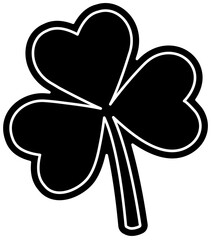 Clover silhouette.
Shamrock simple shape black silhouette.
Saint Patrick's Day element.
Good for greeting card,poster, banner, leaflet.
Transparent background.