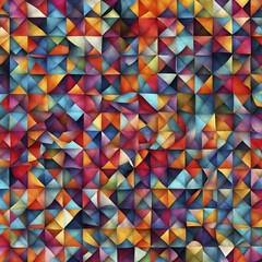 Abstract geometric patchwork illustration with vibrant intersecting geometric shapes filled with digital pattern, AI generated