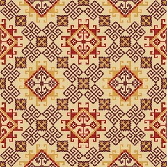 Traditional Georgian folk art embroidery vector pattern