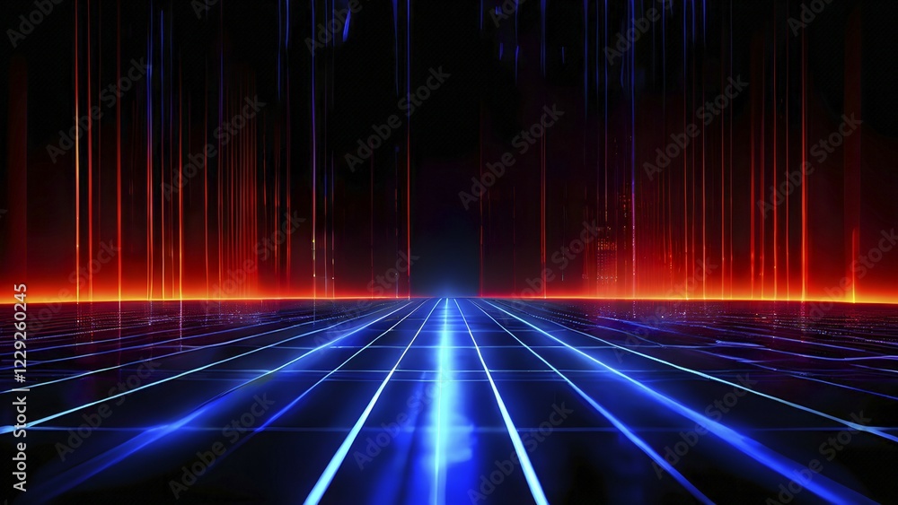 Poster ai generated laser lines intertwining intersecting overlapping each other