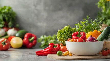 Fresh vegetables arranged on a rustic table