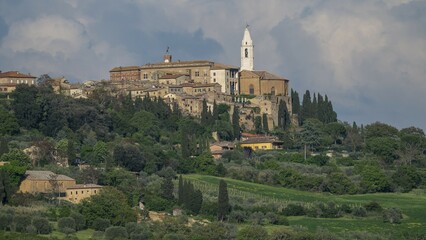 Fototapeta premium View of Pienza, Val dOrcia, Orcia Valley, UNESCO World Heritage Site, Siena Province, Tuscany, Italy, Europe