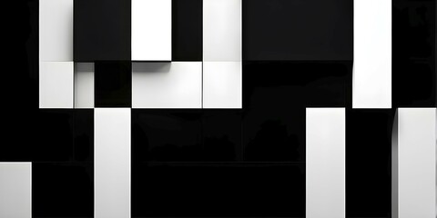 Abstract background composed of overlapping rectangles in various shades of black and white, AI generated