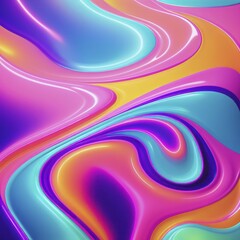 Smooth abstract curves in vibrant colors including pink, purple, and blue with a glossy and reflective surface, AI generated