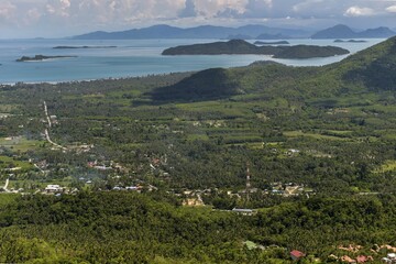 Fototapeta premium View from the lookout in Lamai across the island, Ko Samui, Thailand, Asia