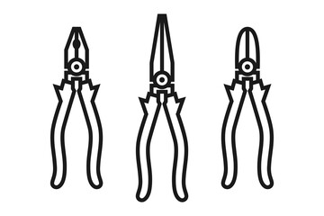 various pliers line icon set
