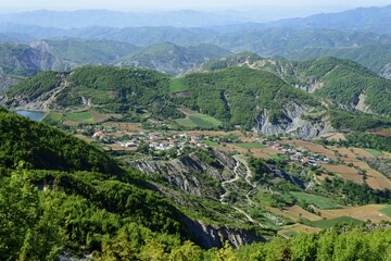 Obraz premium Mountainous landscape, SH3 near the Krraba Pass, Pajenge, Qark Elbasan, Albania, Europe