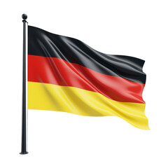 german flag waving in wind isolated on white or transparent png