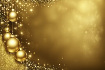 Fototapeta premium Elegant golden Christmas ornaments with a shimmering and festive background, AI generated