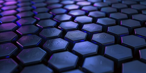 Fototapeta premium Abstract blue honeycomb shaped texture. Generative AI, AI generated