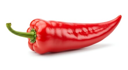 Vibrant Red Bell Pepper Close-up Studio Shot Isolated on White Background