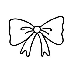 Bow outline illustration with transparent background, for Valentine's Day themed design or for various luxury decorations.
