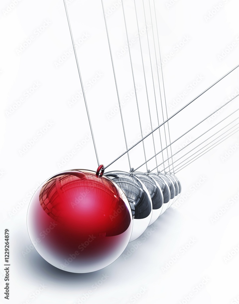 Poster 3d rendering of a pendulum with a red sphere