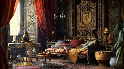 Obraz premium Luxurious vintage living room with royal decor