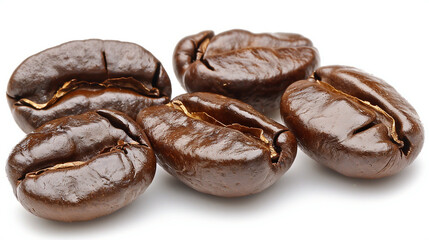 Obraz premium Coffee beans close up on white background