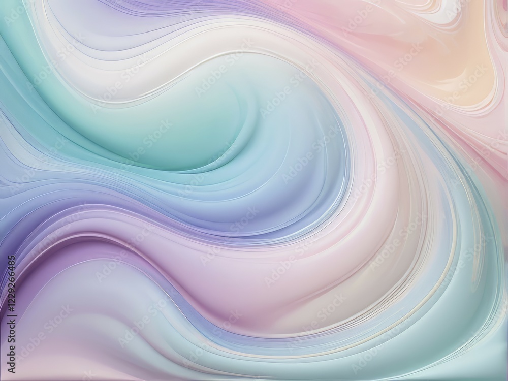 Poster elegant abstract art with smooth, fluid waves of pastel colors and soft gradients creating a gentle 
