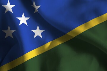 A ruffled fabric flag of Solomon Islands