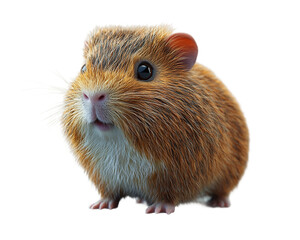 Small brown and white hamster with a black nose and black eyes