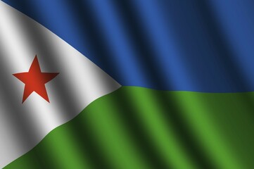 The Djibouti flag flying in the wind