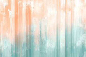 Vertical stripes feature apricot fading into turquoise skies, with glowing cloud streaks adding a soft, glowing ambiance with tranquil color transitions and soft cloud details.