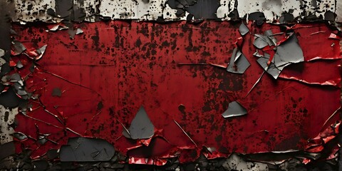 Fototapeta premium Vintage style collage featuring textured grunge posters in hues of black and red, AI generated