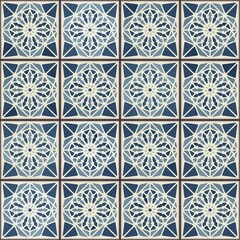 Vintage ceramic tiles vector pattern