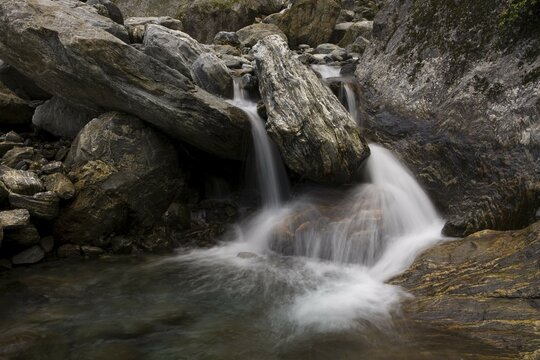 Waterfall in the mountains, Copland Track, West Coast, South Island, New Zealand, Oceania