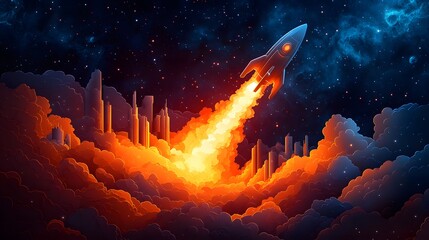 Spacecraft firing energy beams in an intergalactic conflict, flat vector papercut design, 8K high resolution with copy space