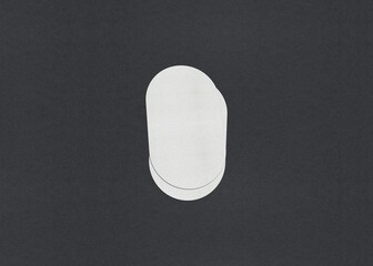 Two overlapping vertical oval white papers on a dark background, Blank white Business card mockup stacks at grey textured paper background