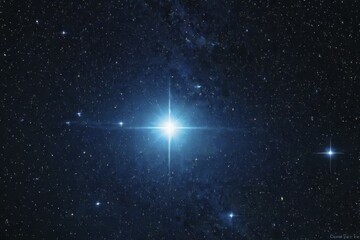 A bright central star shining amidst a field of smaller stars in the night sky, AI generated