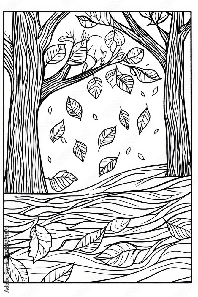 Poster Autumn Leaves Coloring Page . Children coloring page