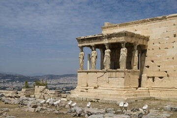 Obraz premium Erechtheion Temple with Caryatids, Caryatid Porch, Acropolis, Athens, Greece, Europe