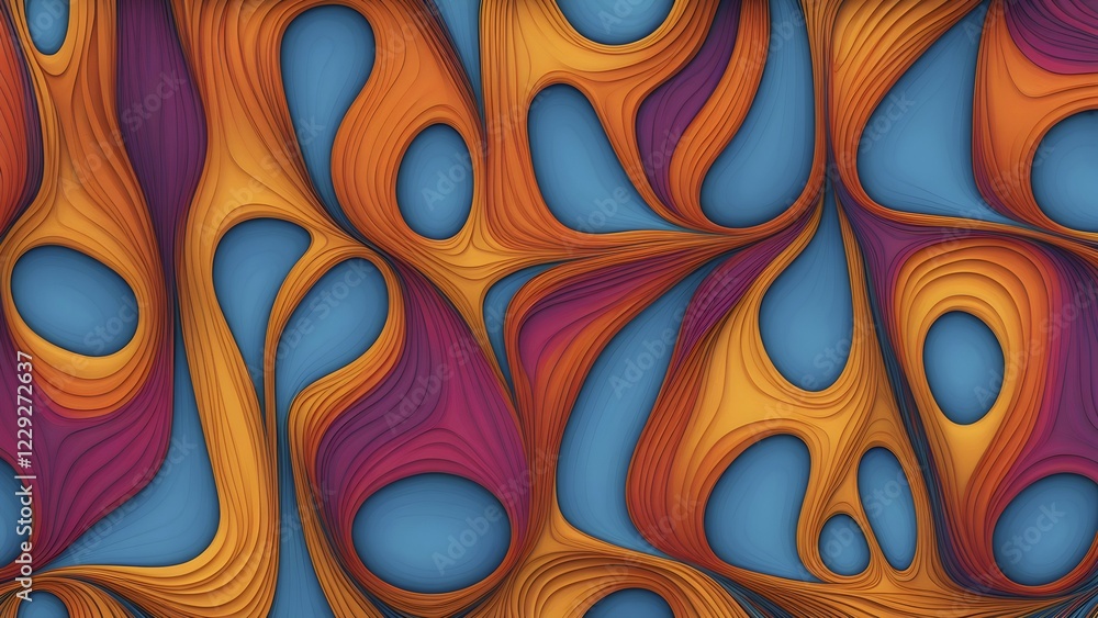 Aufkleber seamless abstract pattern of vector fluid curved lines creating a dynamic ripple effect in vibrant c