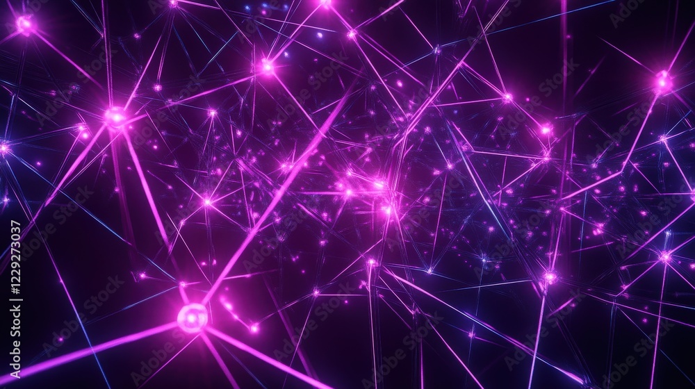 Poster network-inspired background featuring intersecting lines and glowing nodes