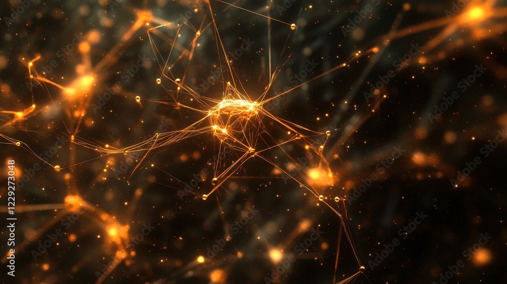 Poster network-inspired background featuring intersecting lines and glowing nodes