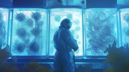 scientists detect viruses.,hyperrealism, photorealism, cinematography, high resolution, 