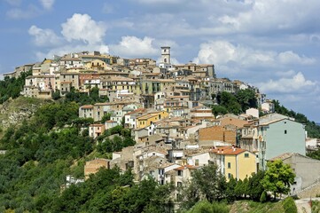 Naklejka premium View of the old town on a green hill, Trivento, Molise, Italy, Europe