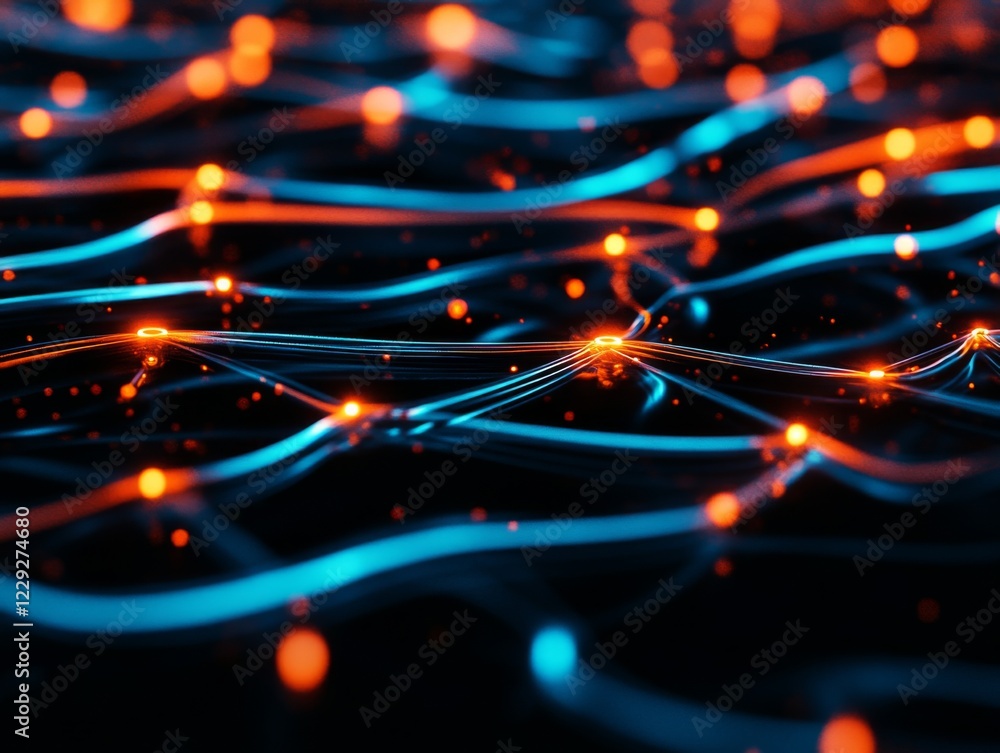 Poster dynamic flow of light and color in a digital landscape