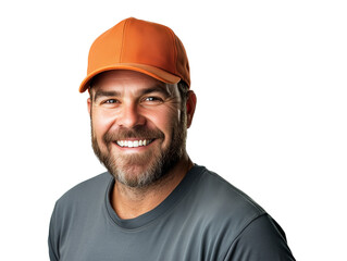 Portrait of a smiling worker on a transparent background