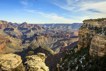 Canyon landscape, gorge of the Grand Canyon, view from Mather Point, eroded rock landscape, South...