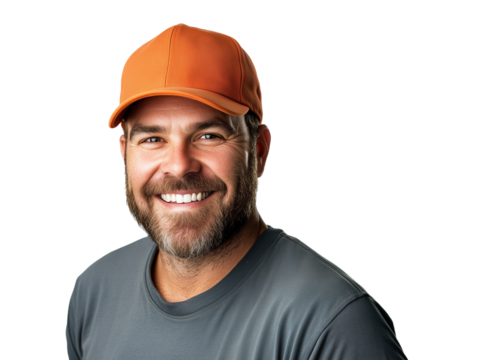 Portrait of a smiling worker on a transparent background