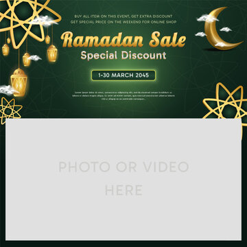 Ramadan sale islamic theme background. Advertising a discount, clearance sale, or special event, our flash sale banner template.