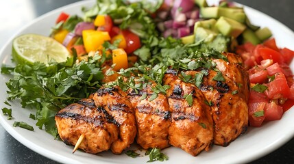 Kebab Plate Highlighting Fresh Herbs and Vibrant Flavors