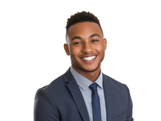 portrait of a smiling businessman isolated on transparent background