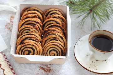 Sweet cookies with poppy seeds and cinnamon