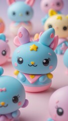Obraz premium Cute Colorful Character Figures in Pastel Tones