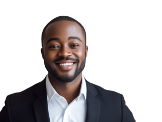 portrait of a smiling businessman isolated on transparent background