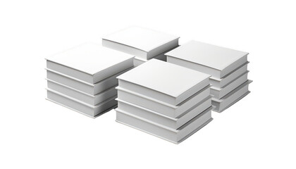 white square hardcover books isolated on transparent background